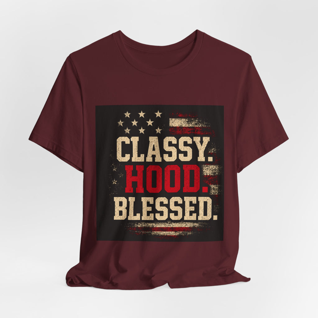 Classy Hood Blessed Tee — Patriotic Vintage Graphic Shirt