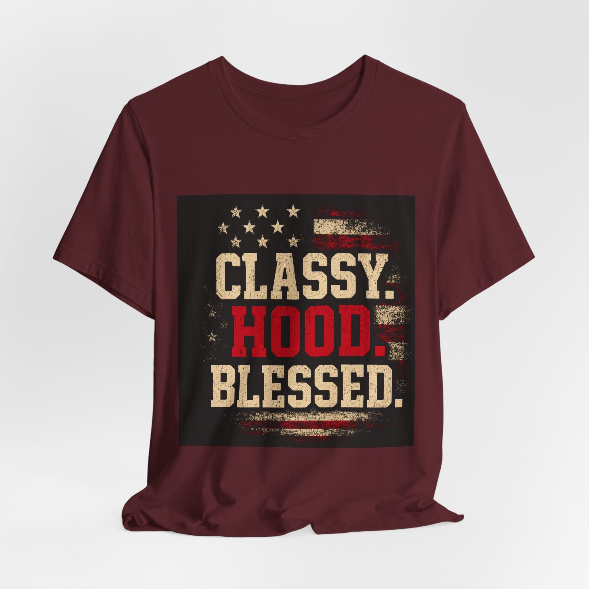 Classy Hood Blessed Tee — Patriotic Vintage Graphic Shirt