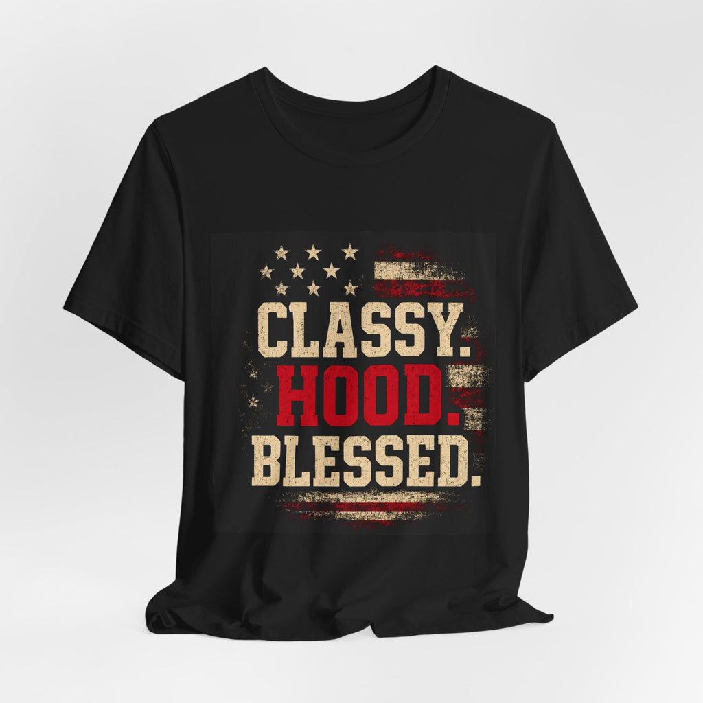 Classy Hood Blessed Tee — Patriotic Vintage Graphic Shirt