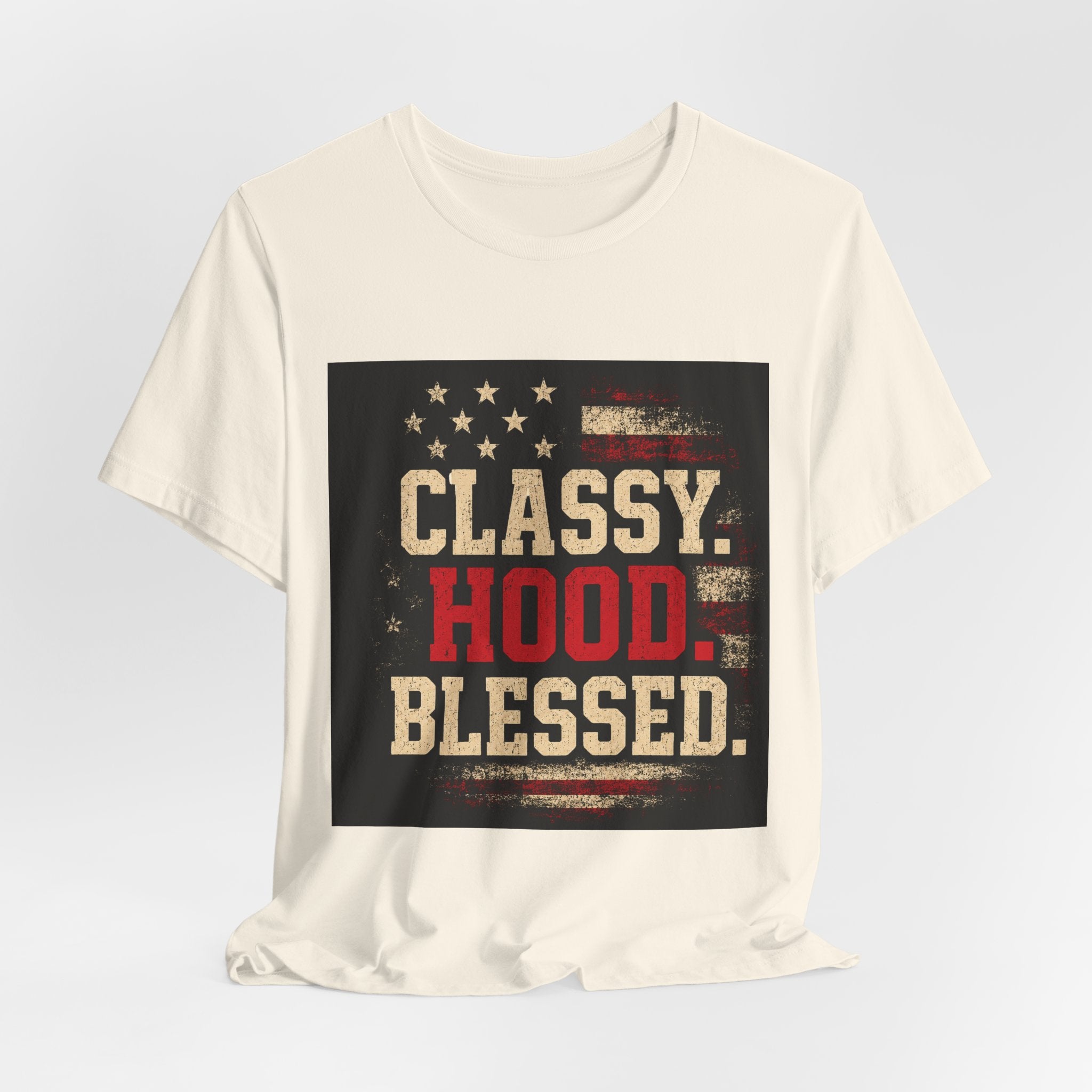 Classy Hood Blessed Tee — Patriotic Vintage Graphic Shirt