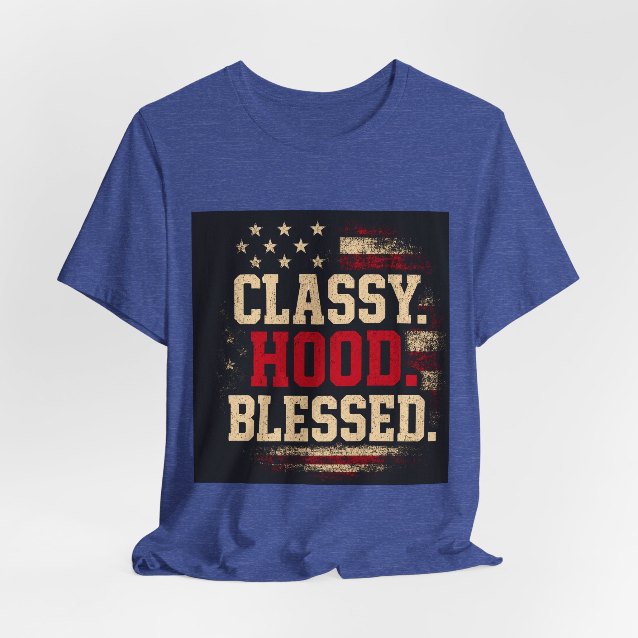 Classy Hood Blessed Tee — Patriotic Vintage Graphic Shirt