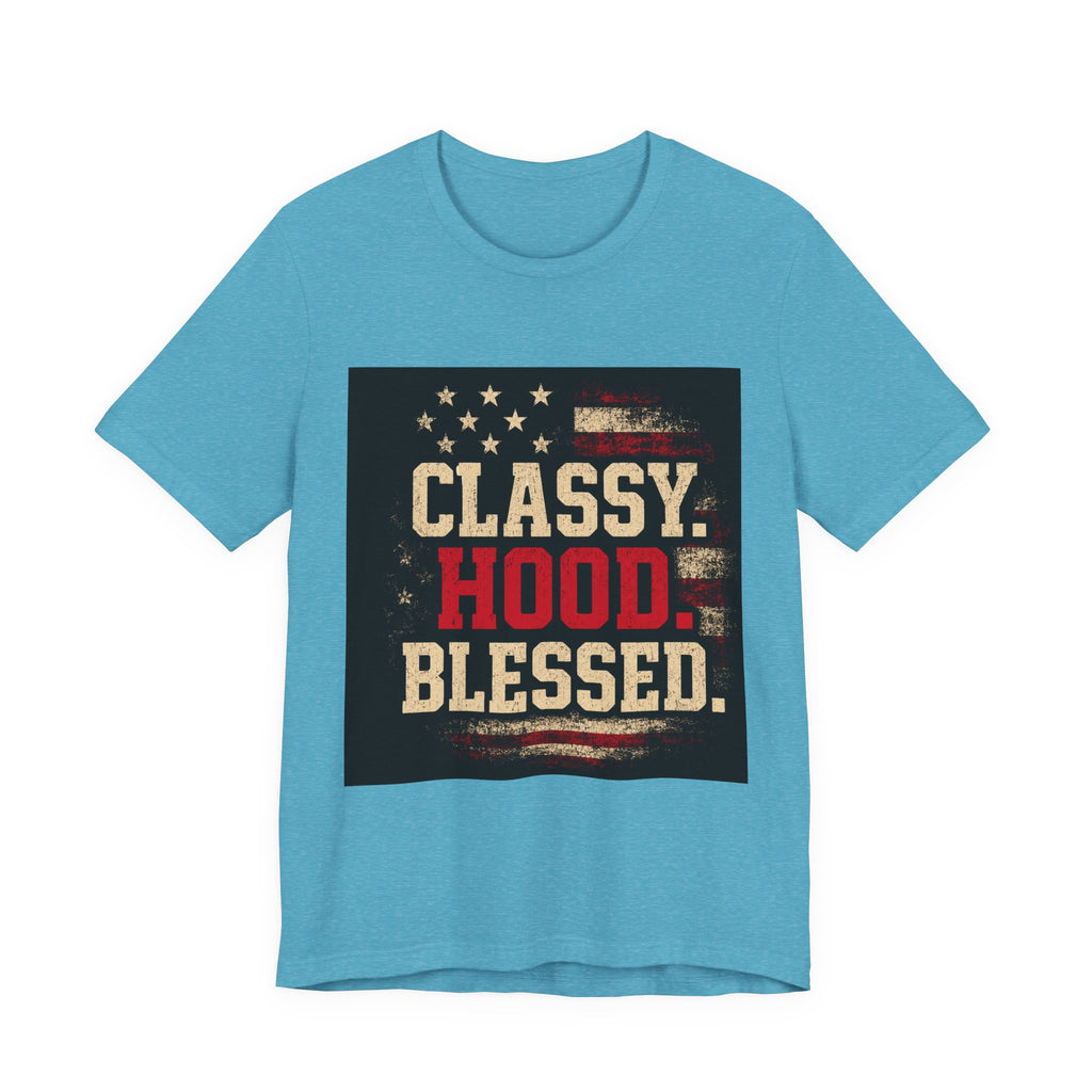 Classy Hood Blessed Tee — Patriotic Vintage Graphic Shirt