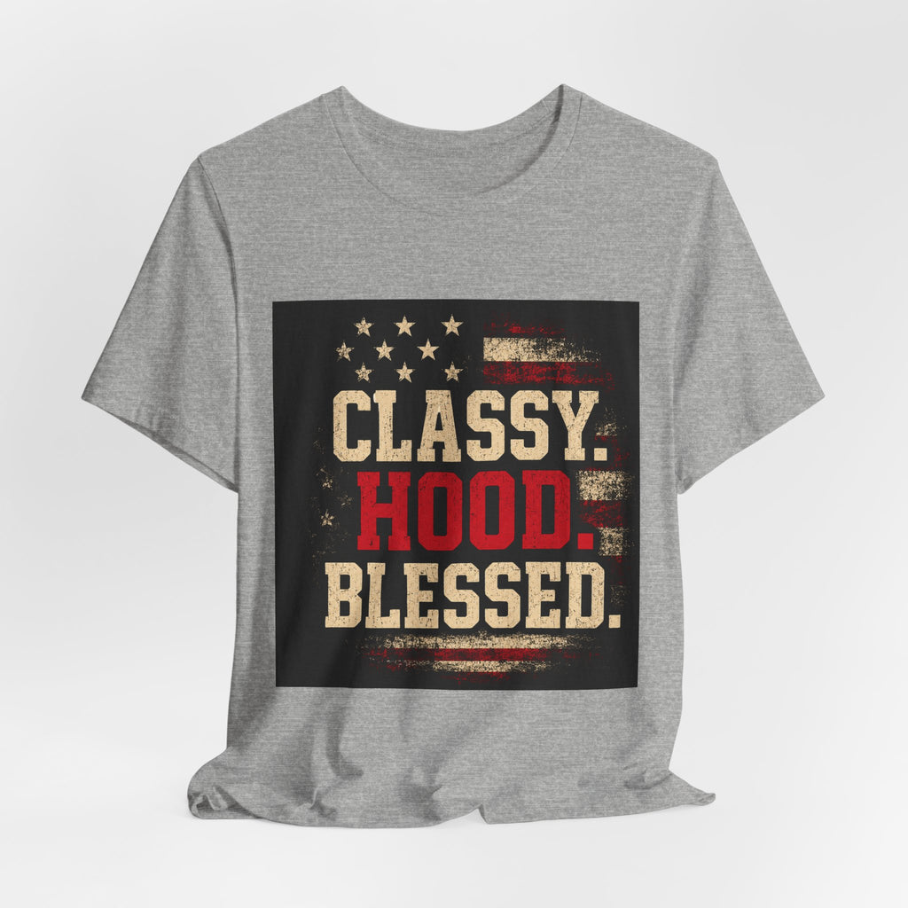 Classy Hood Blessed Tee — Patriotic Vintage Graphic Shirt