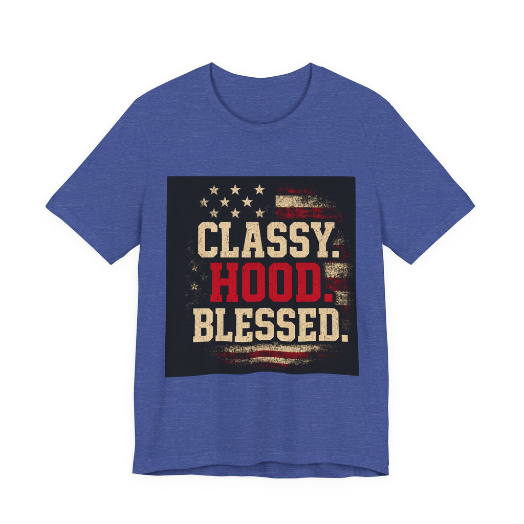 Classy Hood Blessed Tee — Patriotic Vintage Graphic Shirt