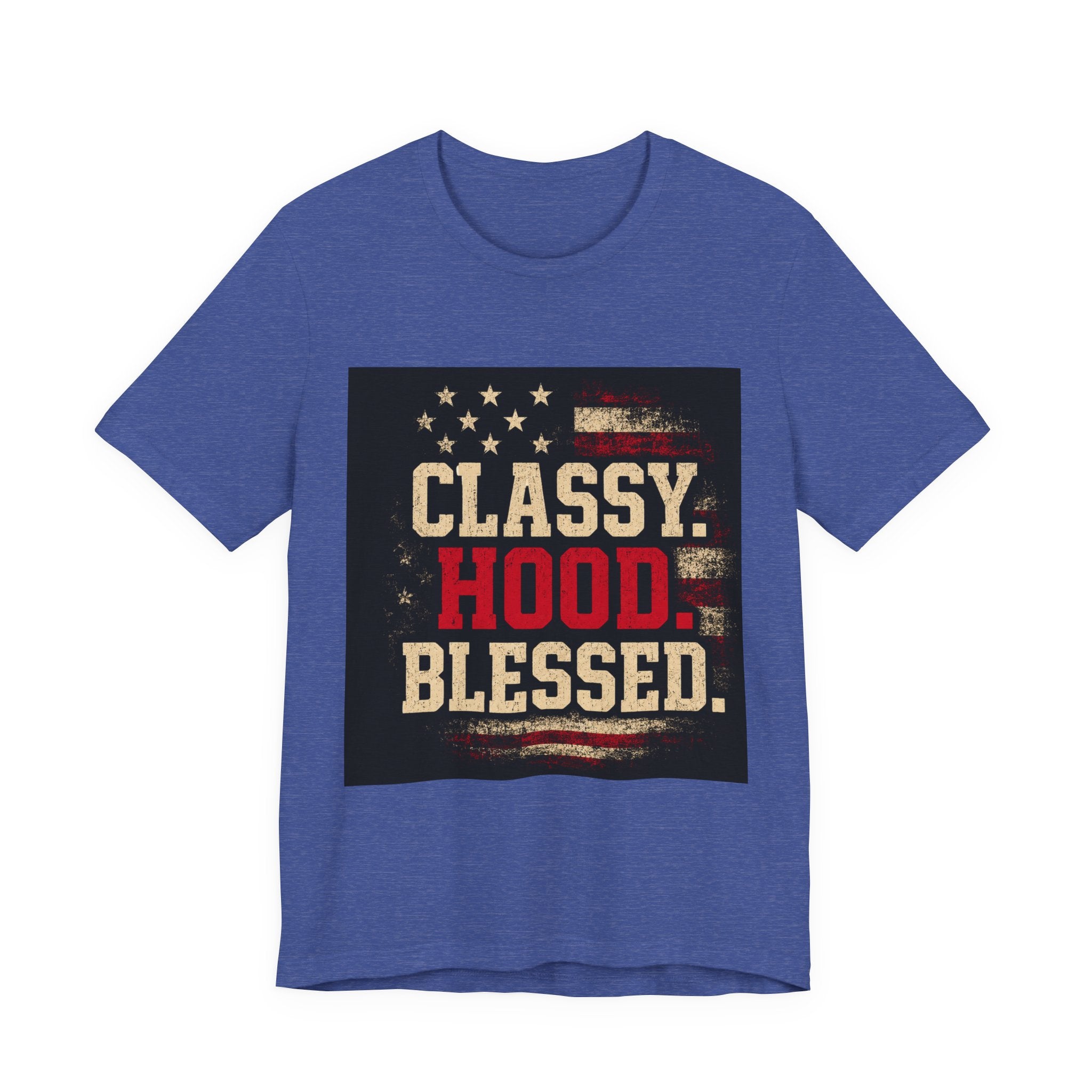 Classy Hood Blessed Tee — Patriotic Vintage Graphic Shirt