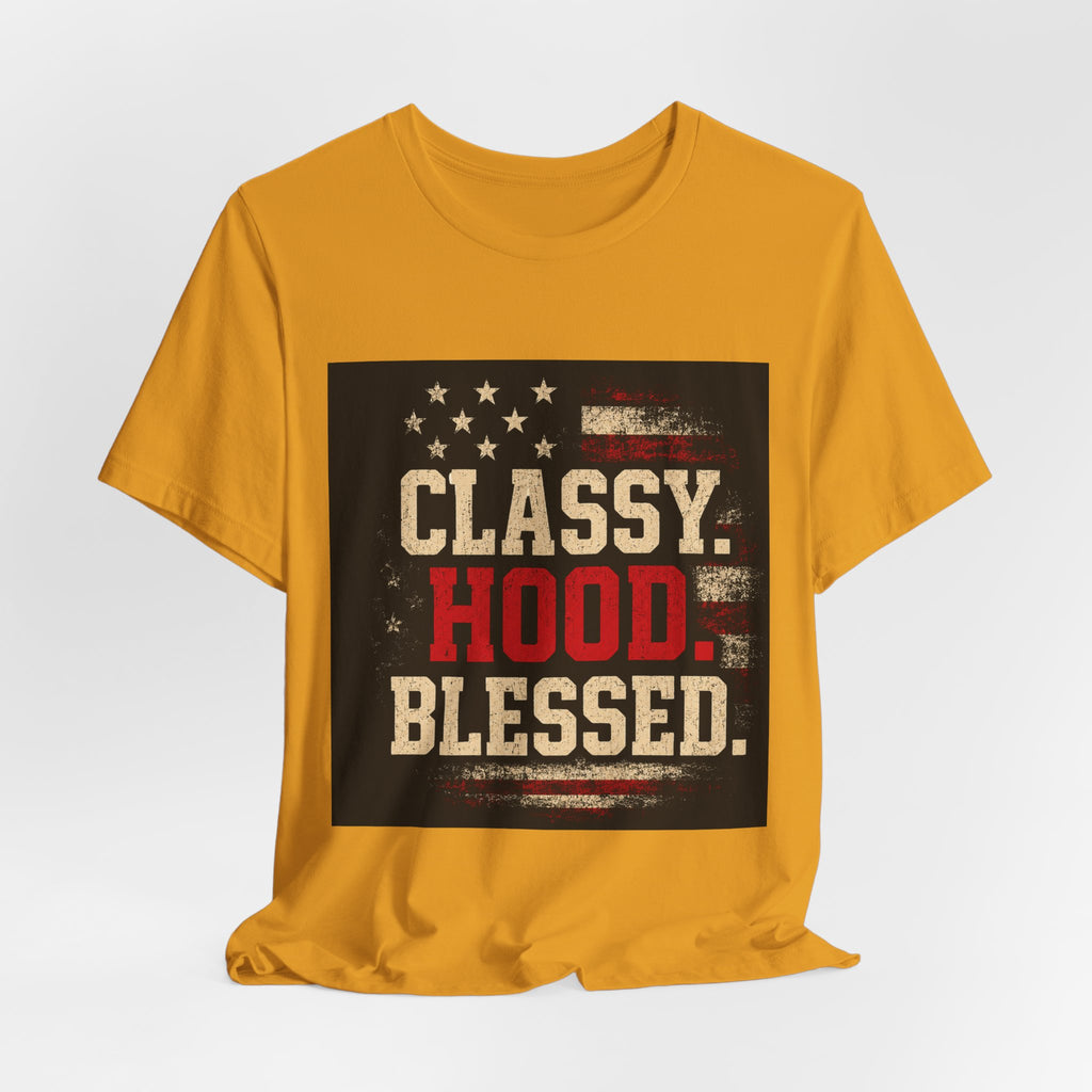 Classy Hood Blessed Tee — Patriotic Vintage Graphic Shirt