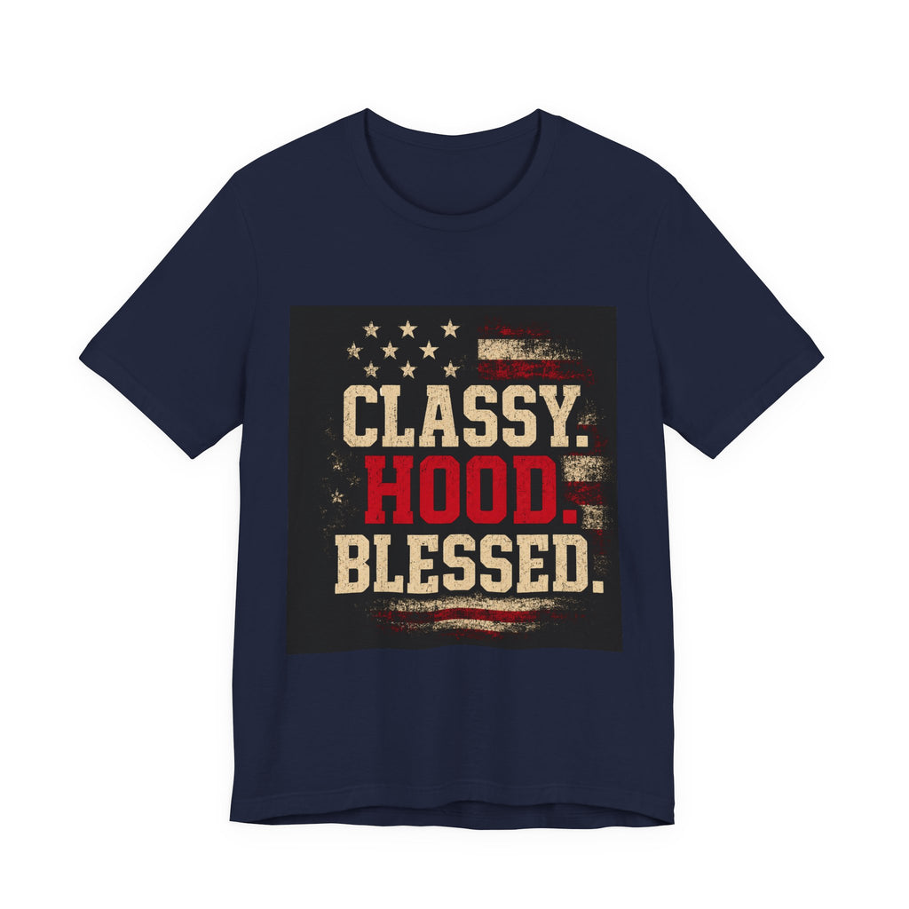 Classy Hood Blessed Tee — Patriotic Vintage Graphic Shirt