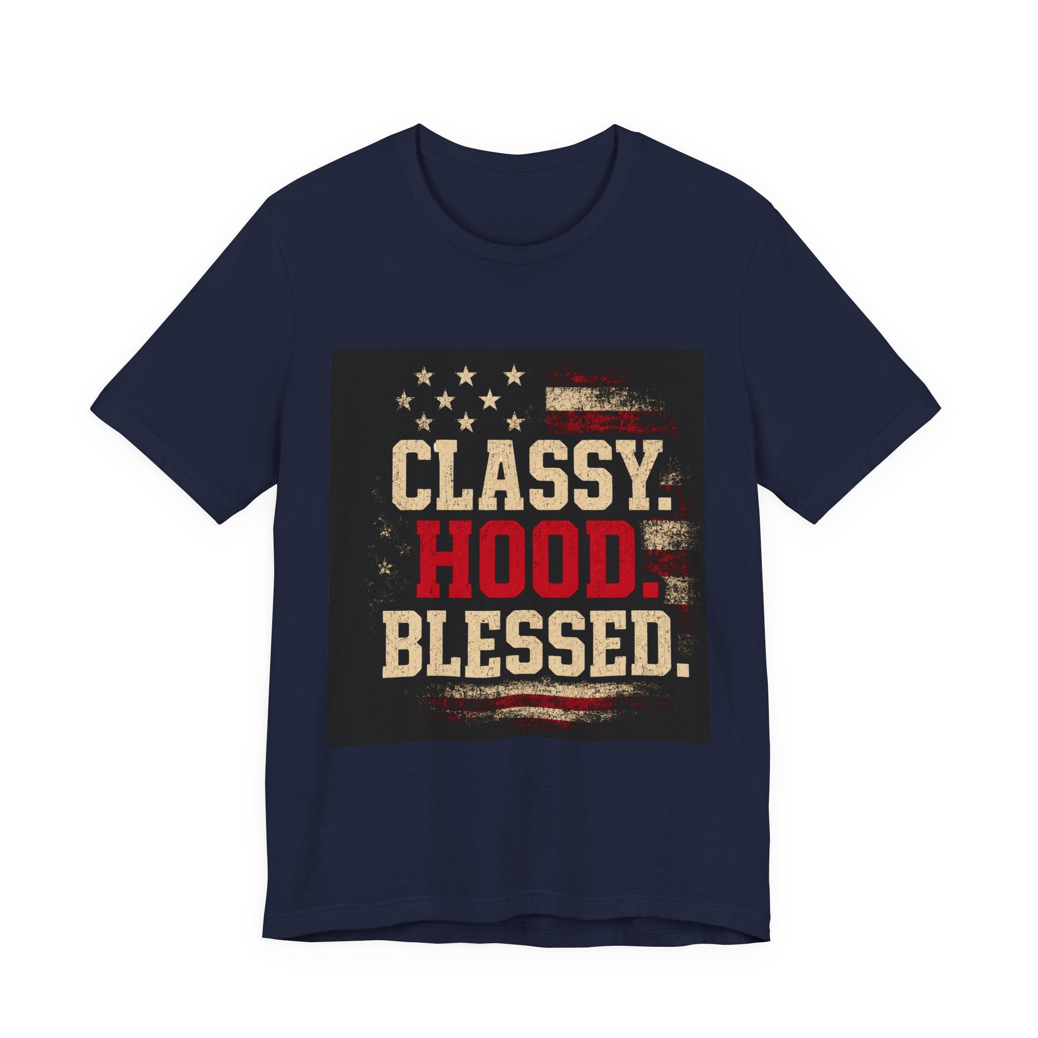 Classy Hood Blessed Tee — Patriotic Vintage Graphic Shirt