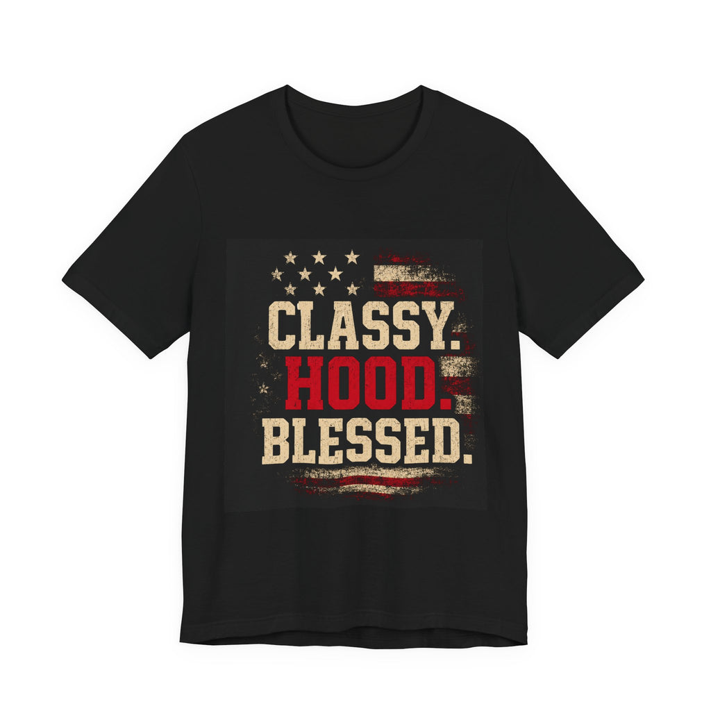 Classy Hood Blessed Tee — Patriotic Vintage Graphic Shirt